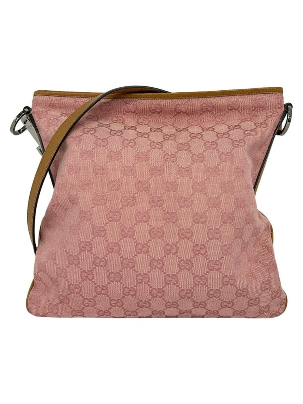 Gucci Shoulder Bag GG Pattern Pink Brown Leather
